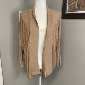 Boston Proper Womens Gold Loose Knit Cardigan lightweight Large Viscose